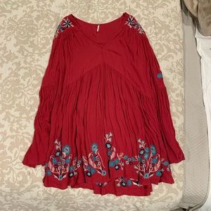Free people long sleeve red dress